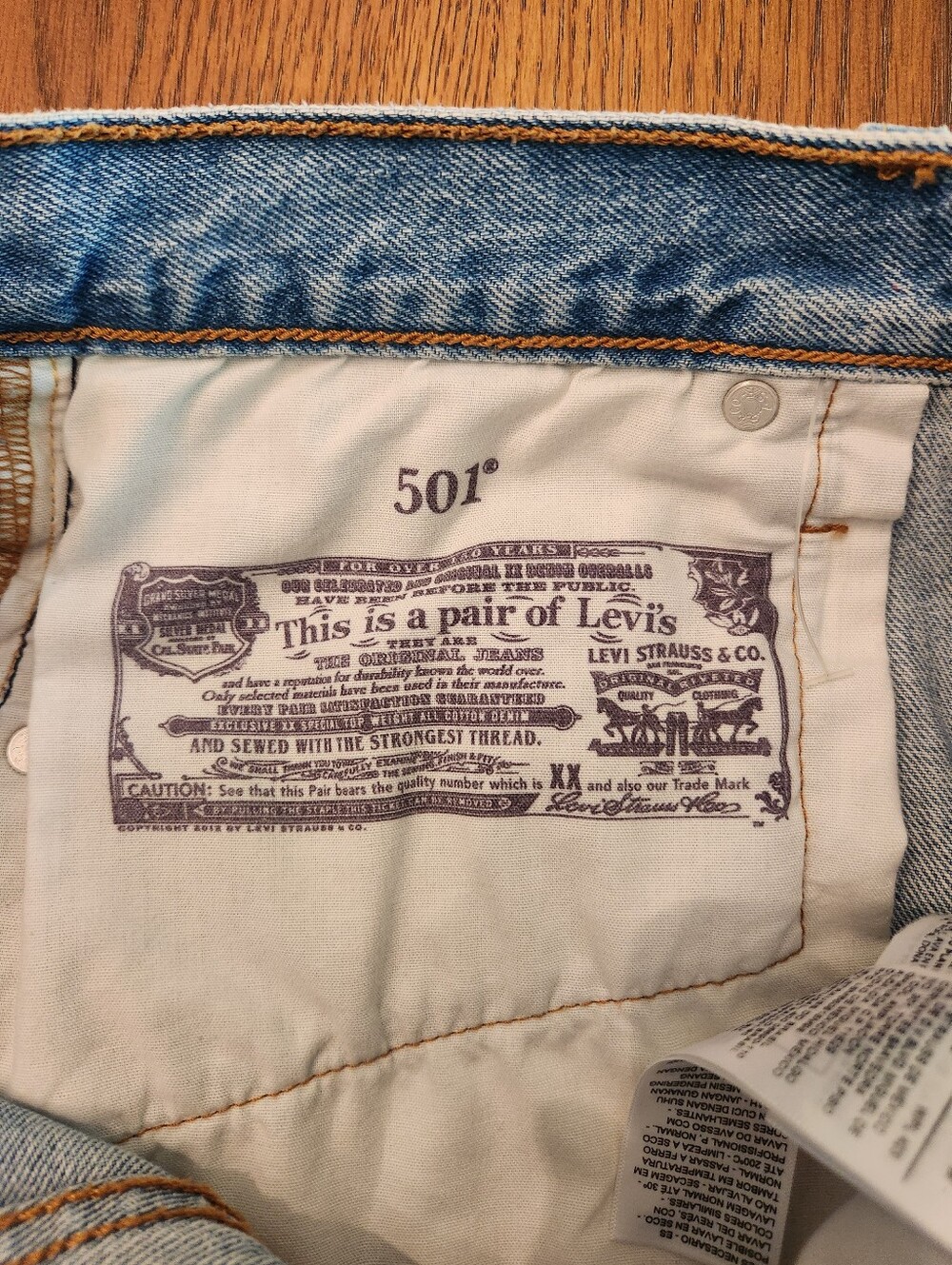 Levi's 501 Distressed Cut Off Denim Shorts Blue Size 30 - Picture 5 of 7